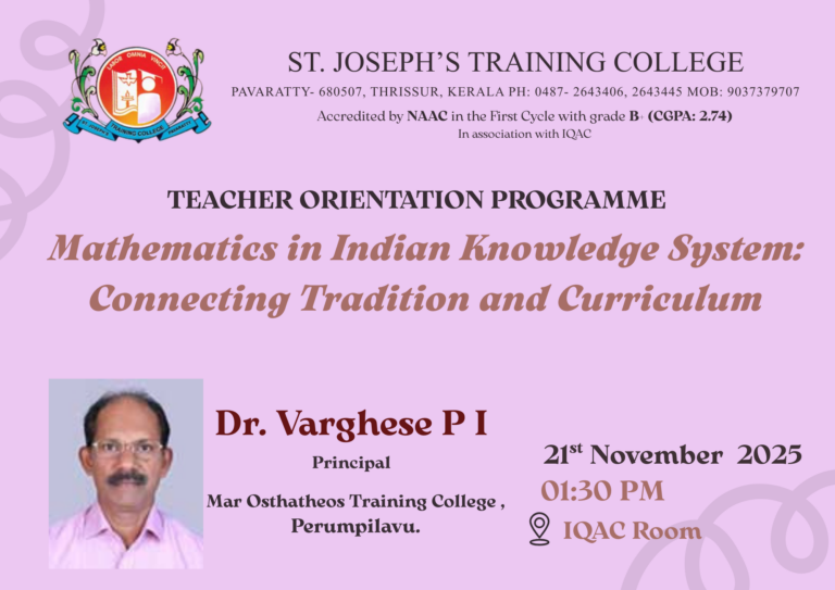 Teacher orientation programme Mathematics in Indian Knoweldge System